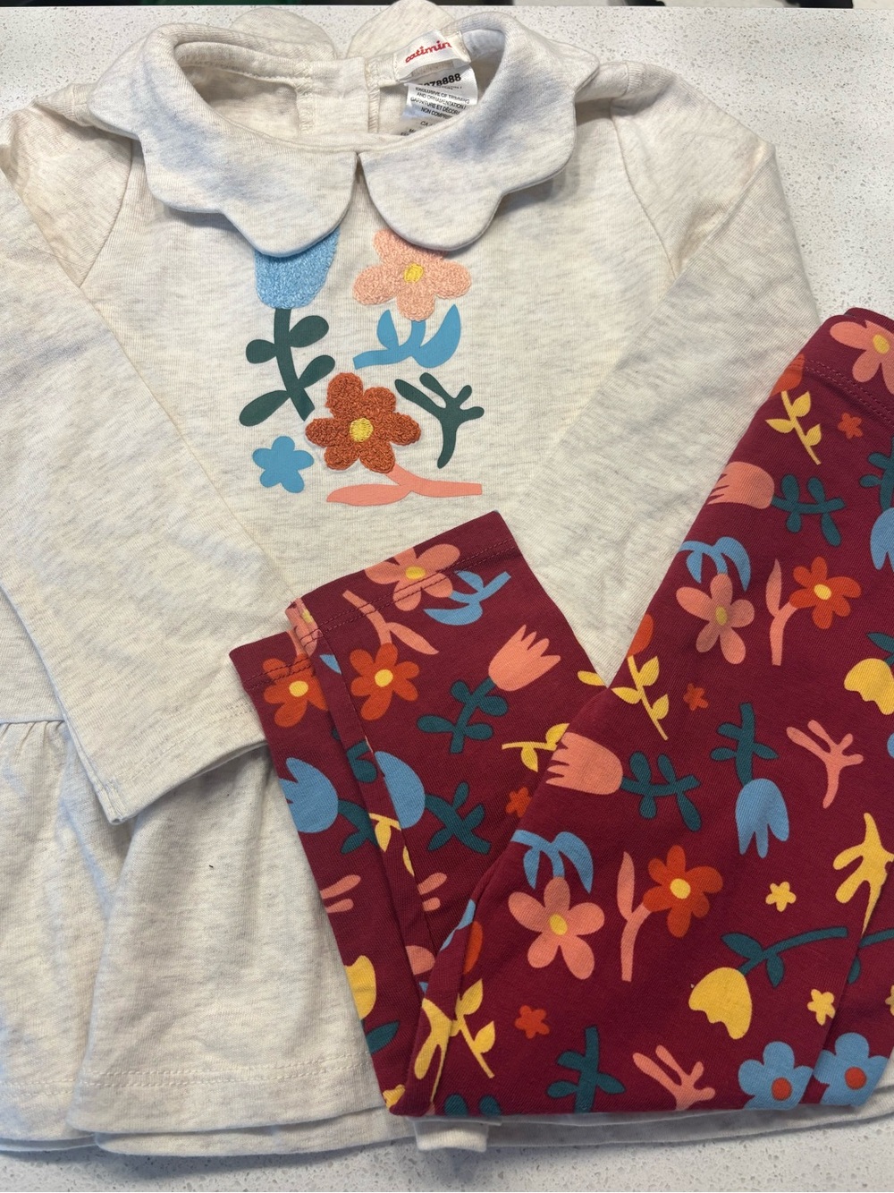Catimini Floral Dress and Leggings Set - 100% cotton size 2